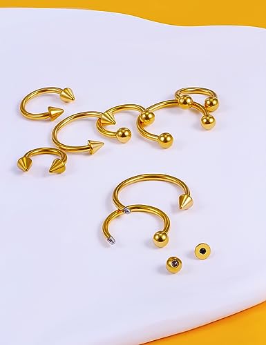 16G Surgical Steel Nose Septum Horseshoe Hoop Earring Eyebrow Tragus Helix Lip Rings Piercing Jewelry4