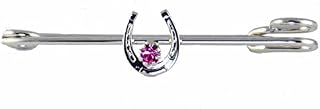 Horseshoe Stock Pin with Rose Stone