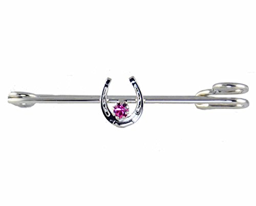 Horseshoe Stock Pin with Rose Stone