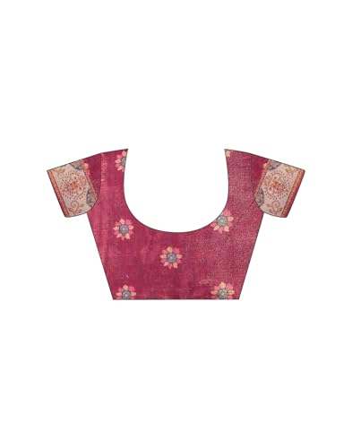 Image of SIRIL Women's Cotton Linen Printed Handloom Saree with Unstitched Blouse Piece