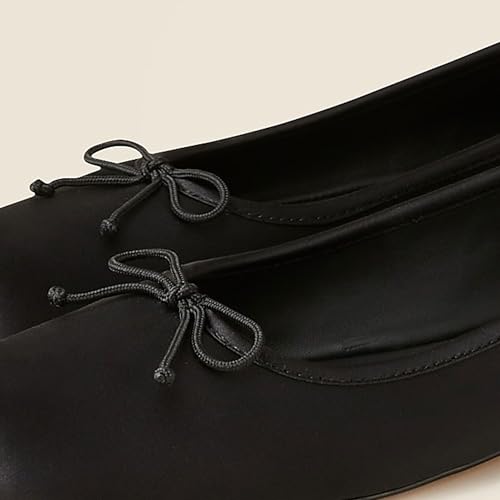 Square Toe Ballet Flats for Women Vintage Style with Bow and Ruched Toe Pull On Comfortable for Office and Dress Events4
