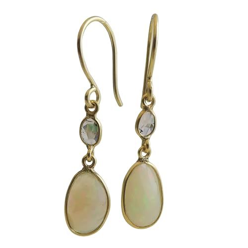 Boucles d'oreilles opale et diamant, le cadeau artisanal idéal pour elle