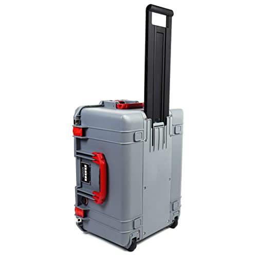Silver & Red Pelican 1607 Air case, Comes Empty and with Wheels.