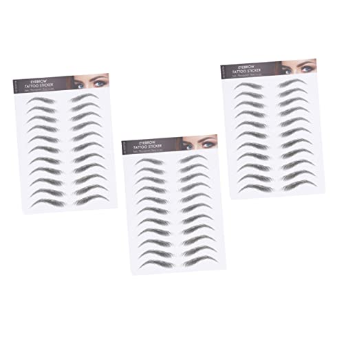 Beaupretty 3 Hojas pegatinas impermeables para cejas efecto ocultador tinte de cejas marrón claro Gel cejas postizas cejas maquillaje tatuajes temporales de cejas tatuajes de cejas pegatinas