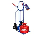 PROREGAL Treppensteiger Ragnar mit XXL klappbarer Schaufel | HxBxT 117x60x60cm | Tragkraft 250kg | 3 Hartgummi-Reifen | Stahlrahmen | Blau | Transportkarre Staplerkarre klappbar