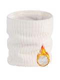 Calentador de cuello de invierno grueso de punto con bufanda con forro polar, máscara de esquí para hombres y mujeres, Blanco, Talla única