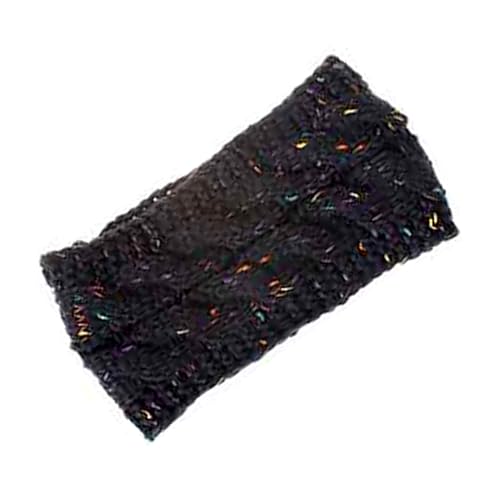Women Winter Knitted Headbands Ear Warmer Headband with Soft Fleece Lined Thicken Crochet Braided Hairband Knit Cable Headbands Elastic Twist Turban Headwrap for Women Girls (Black)