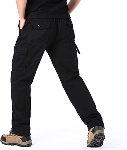 Men's Full Elastic Waist Casual Cargo Pants Men Relaxed Fit Lightweight Work Pant Stretch Twill Cotton Jogger Pants (Large,Black)3