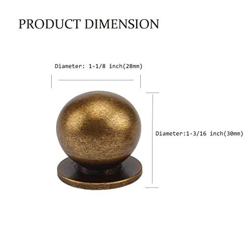 RZDEAL 4Pcs 1-1/8 Inch Round Solid Brass Pulls Antique Brass Cabinet Drawer Knobs Handles Modern Kitchen Handles Knobs - Image 2