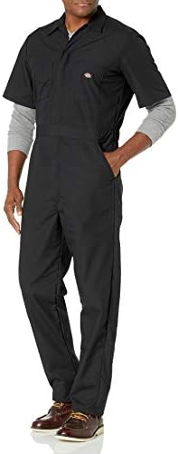 Dickies Men's Short Sleeve Coverall, Black, Small Regular