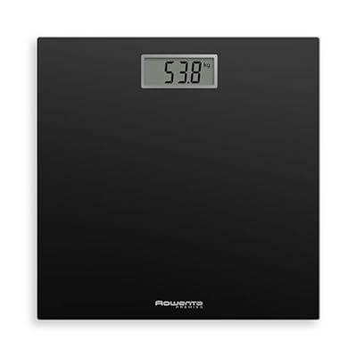 Rowenta Premiss - Báscula de baño con Pantalla LCD, diseño fino de 2cm de alto, hasta 150 kg y 100 gr precisión, encendido y apagado automático, Negro BS1400 | Ya disponible en tu tienda friki favorita! En mundofriki.es!