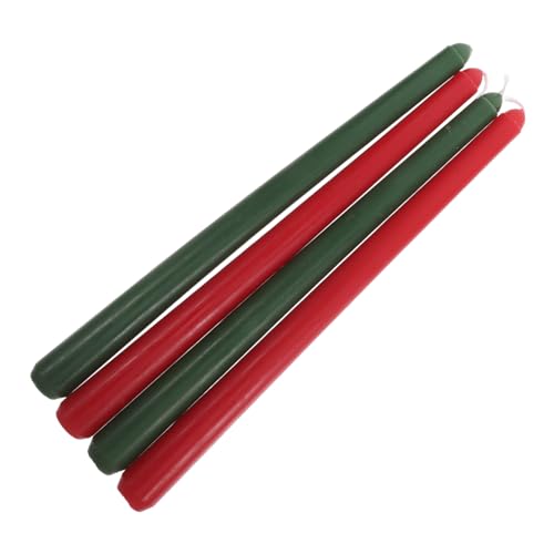 Vaguelly 4pièces Lot de Bougies Coniques Noël Rouges Et Vertes Anti-Gouttes Non Parfumées pour Décoration De Fête