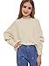 Girls Oversized Pullover Sweater Kids Fashion Batwing Long Sleeve Ribbed Knit Fall Tops Beige