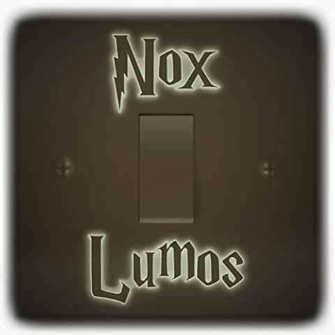 SuperDuperDecor Nox Lumos Light Switch Stickers. Black, Colour, or Glow-in-the-Dark. Off & On funny decal child room lightswitch wall vinyl GLOW-IN-DARK x2 Cover