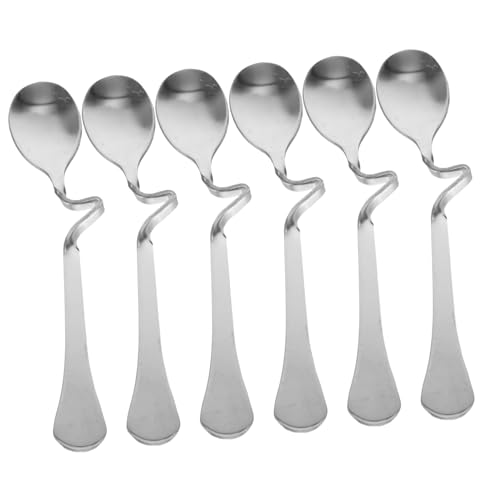 Luxshiny Cucchiaio Da Caffè in Acciaio Inossidabile 6 Pezzi, Mescolatore Per Caffè Manico Curvo Lungo, Riutilizzabile e Adatto a Casa, Bar e Ristoranti