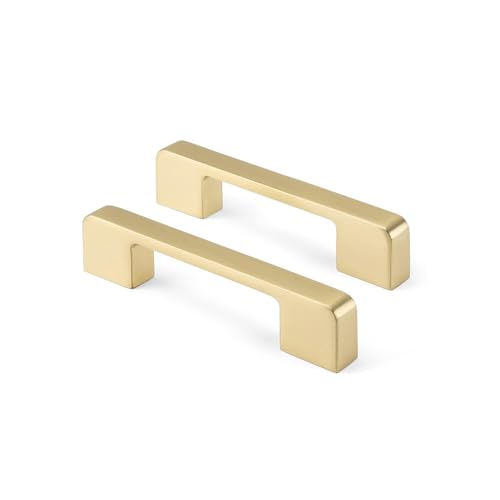 Rergy Cabinet Handles, Brushed Gold Drawer Pulls, 3", 15 Pack
