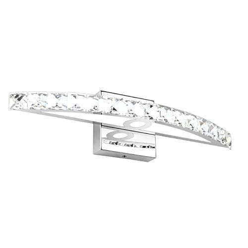 AOOMILAM Bathroom Crystal Vanity Light, LED Bathroom Lighting Fixtures Over Mirror Stainless Steel 17 Inch Vanity Light Fixture 6500K