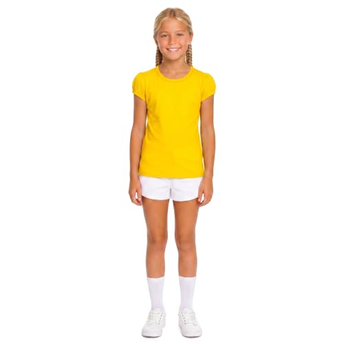 Image of Lilax Girls Short Puff Sleeve Cotton T-Shirt, Toddler & Little Girls Top | 95% Cotton Puff Sleeve Tee; Crewneck, Short Sleeve; Toddler & Girls Sizes 2T-12; for School, Play & Everyday; Machine Wash