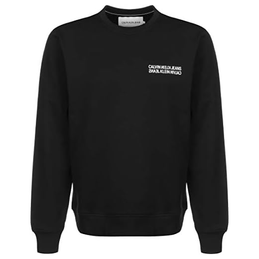 Calvin Klein Jeans Herr Flyer Placement Crew Neck Sweatshirt, Svart (Ck svart Bae), S