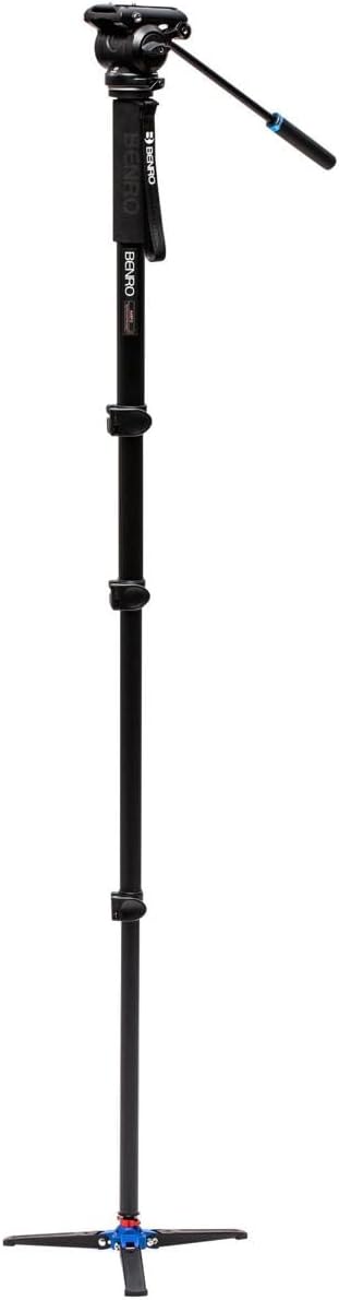 Benro A48FD Classic Aluminum Video Monopod, 3-Leg Base and S4 PRO Flat Base Fluid Video Head, Payload 8.8 lbs