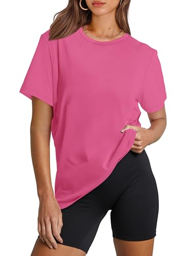 OFEEFAN Breathable Workout Shirts Women Yoga Hiking Running Top Hot Pink Tops for Women XL