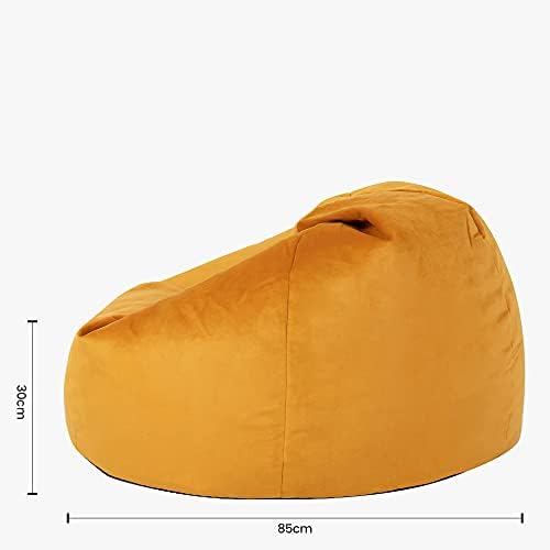 icon Aurora Velvet Bean Bag Chair, Ochre Yellow, Large Lounge Chair Bean Bags for Adult with Filling Included, Velvet Adults Beanbag, Boho Room Decor Living Room Furniture Bean Bag Chairs
