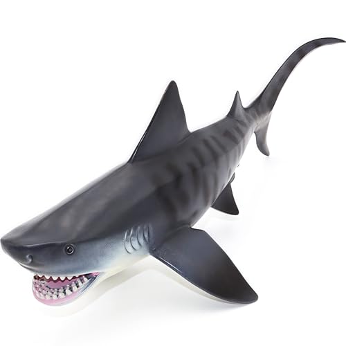 Gemini&Genius Tiger Shark Toy for Kids, Realistic Shark Action Figure Toy, Ocean Shark Gift and Play Toys for Kids Birthday Party, Baby Shower Cake Topper, Bath Toy, Swimming Toy
