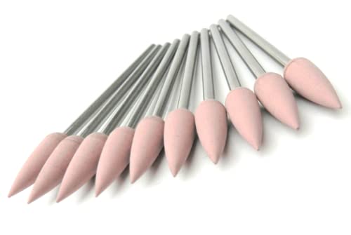 Silicone Pink X-Fine Pointed Teardrop Polisher 15.5mm x 5.6mm Made in Germany Pack of 10 by JTS