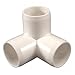 Performance PVC - 3-Way PVC Corner Fitting, Furniture Grade, 1" Size, White (Pack of 4)