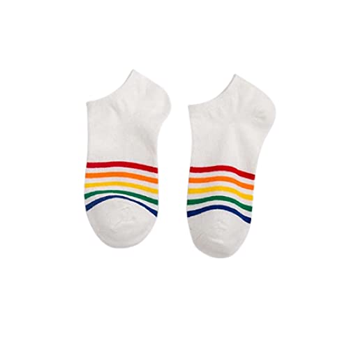 Vape Sharks Pride Rainbow Stripe - Calcetines tobilleros de algodón para deportes, moda, atelética, gimnasio, gay, lesbiana, trans, visibilidad LGBT, blanco, Talla única