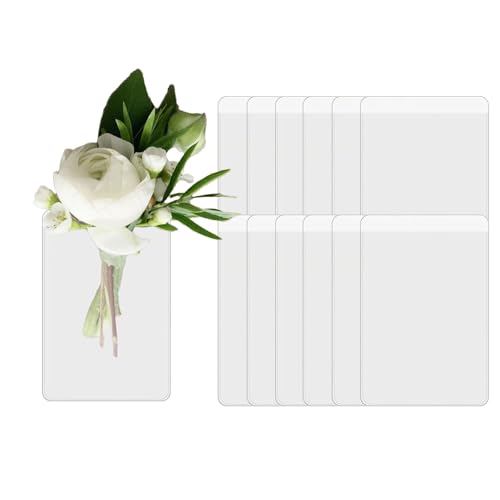 6pcs Pocket Boutonniere Plastic Sleeve for Suit Jacket Pocket - No Lapel Pin Required Square Boutonniere Holder Insert for Wedding Groom & Groomsmen Prom Homecoming - Flowers NOT INCLUDED
