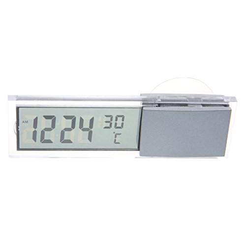 2 in 1 LCD デジタル自動車トラック時計 + 温度計 吸盤付き 吸盤式 電子時計温度計