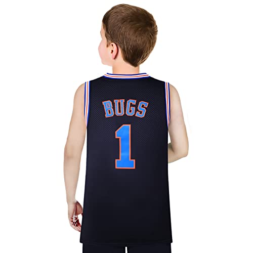 Tueikgu 1 Bugs Youth Basketball Jersey Space Jersey Basketball Jerseys For Boys (Black1, Large) #TOP9