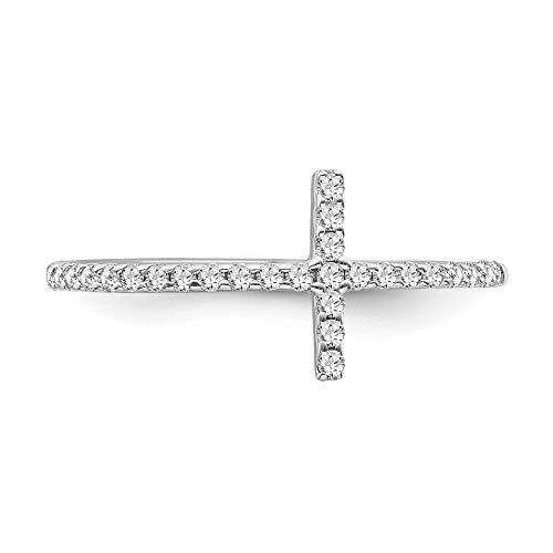 Sterling Silver Diamond Cross Band Ring (1/6 Cttw, I-J Color, I2-I3 Clarity), Size 7.5 #TOP3
