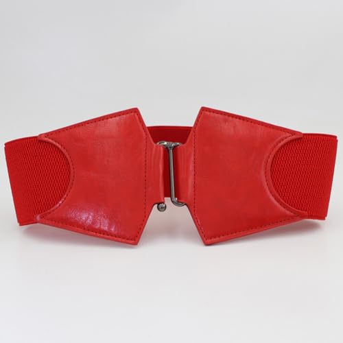 Wide Elastic Belt for Women, Stretch Waist Belt Ladies Dress Buckle Belt Vintage Waistband Adjustable Shaping Waist (Red)2