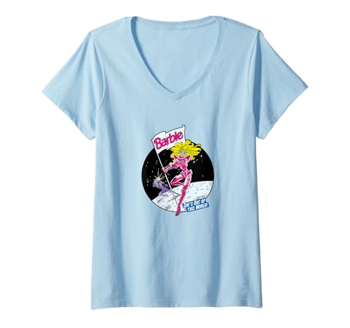 T-shirt Barbie Space femme col v pour éviter les hauts sans forme