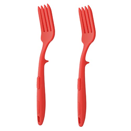 Hemobllo 2piezas Tenedores De Cocina De Silicona Rojos Para Pasta y Ensalada Utensilios Ligeros y Seguros Con Mango Antideslizante Gadget Práctico Para Mezclar y Servir Alimentos