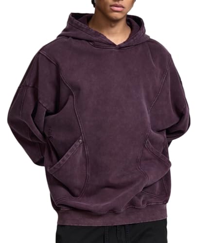 Mens Oversized Acid Wash Hoodies Vintage Baggy Hoodie Unisex Streetwear Pullover for Teens