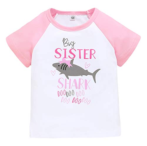 Sibling Shark Shirts for Baby Toddler Boys and Girls T-Shirt Matching Big Sister Little Brother T (3-4 Years, Big Sister Shark T-Shirt)