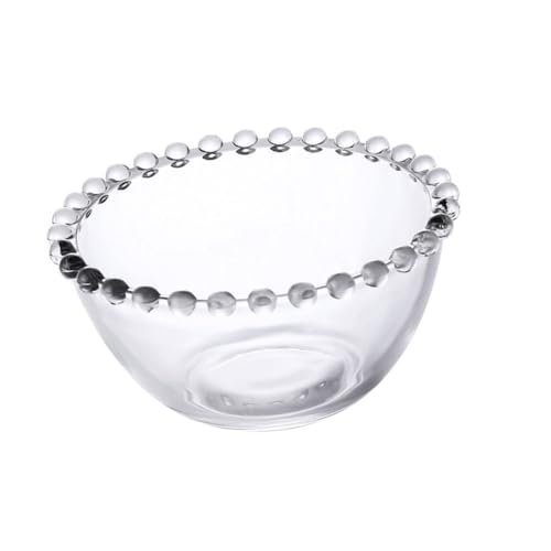OUNONA 1 Pc Cristal transparente de punto de cuentas ensaladera fruteros frutero de cristal cuenco multiusos fuentes vajilla mostrada tazón de vidrio vajilla de vidrio mini