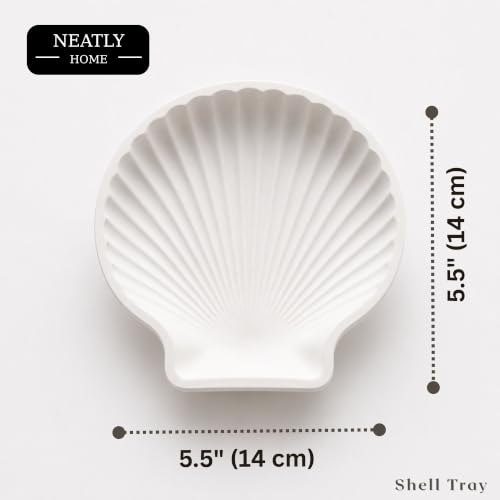 Image of Aesthetic Handmade Medium Shell Tray Handmade | Jewelry Organizer | Vanity Tray for Women | Minimalist Home Decor, Candle Holder & Multipurpose - (14 x 14 cm)
