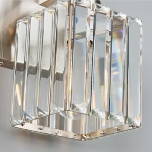 Sand Nickel Crystal Glass Shade Replacement, Compatible with Modern Vanity Light Fixtures - 1 Pack