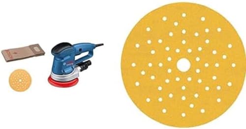 Bosch Professional Exzenterschleifer GEX 34-150 (inkl. Schleifteller-⌀ 150 mm, im Karton) + 6x Schleifpapier-Sets Expert C470 (für Hartholz, Farbe auf Holz, Ø 150 mm, Körnung 60/120/240, Zubehör)