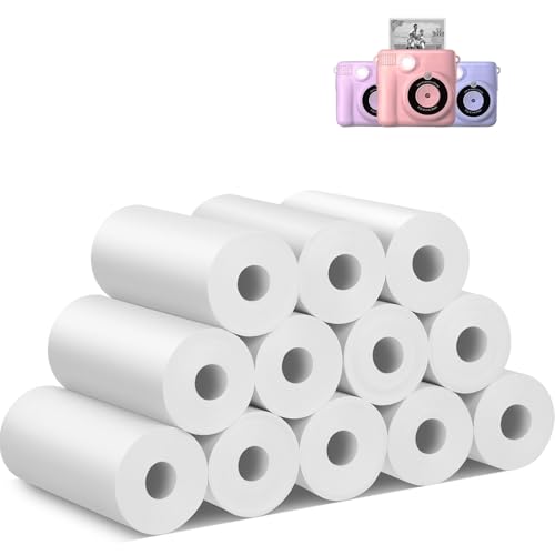 yhvoedy 12 Rolls Kids Instant Camera Print Refill Paper, HD Printing Thermal Printer Paper Set, BPA Free, Portable Print Paper for Most Kids Instant Camera