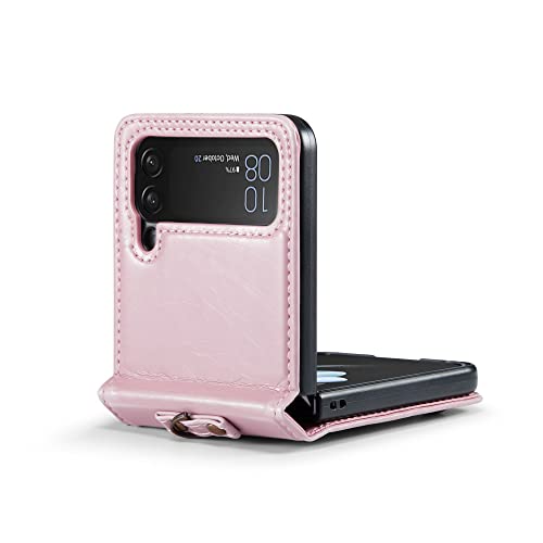 Étui de téléphone en cuir rose pour Samsung Galaxy Z Flip4 5G protège contre les rayures