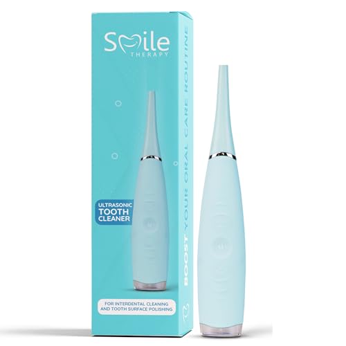 Smile Therapy Ultrasonic Electric Tooth Cleaner - Aqua | Plaque, Stain, Tartar & Calculus Remover | Gentle on Gums Teeth Flosser & Brace Cleaning Dental Kit | Rechargeable for Home & Travel