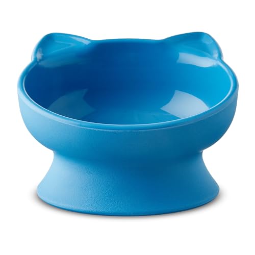 Plastic cat-Shaped Food Bowl with Blue cat Ear Pattern, one Size fits All.