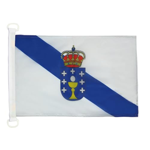 AZ FLAG Bandera Nautica de Galicia 45x30 cm - Pabellón de Conveniencia Gallega 30 x 45 Cm, Bandera de Barco con anillas