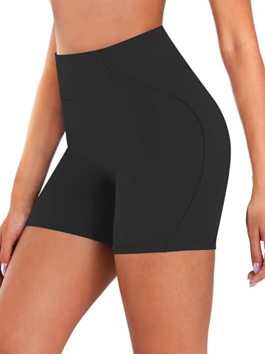 Sunzel No Front Seam High Waist Gym Shorts for Women, Squat Proof Biker Shorts with Tummy Control for Yoga Workout Running
