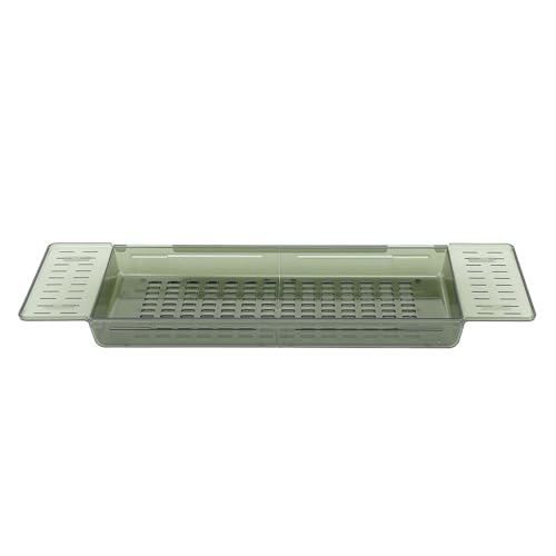 Extendable Bathtub Tray | Adjustable Bath Shelf with Draining Holes & Large Capacity | - Bath...